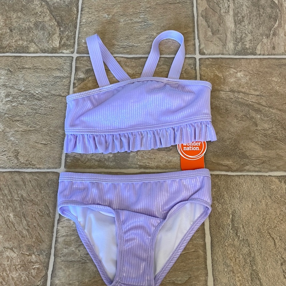 Wonder Nation Kids Two Piece mermaid bathing suit 4T NWT